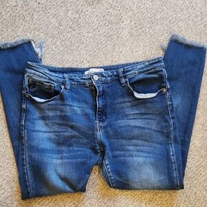 Kancan Skinny Jeans With Distressed Ankle Detail - Stretch Fit